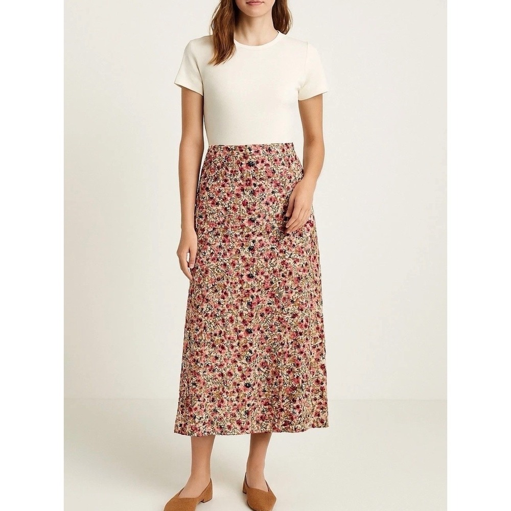 Christopher & Banks Midi Maxi Skirt Button Front NWT